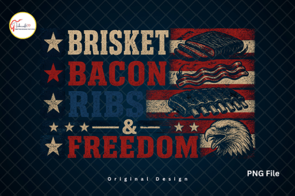 BBQ Brisket Bacon Ribs & Freedom PNG: A Design Asset for Authentic Branding