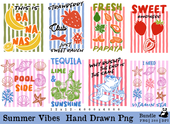Capturing Coastal Warmth with the Summer Vibes Hand Drawn Png Bundle