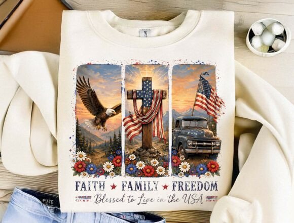 Celebrate Core Values with Faith Family Freedom PNG