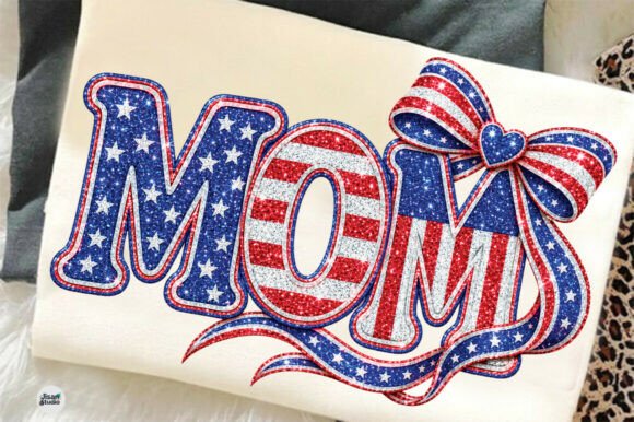 Celebrate in Style with Glitter Mom Patriotic PNG, USA Mom PNG