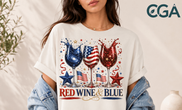 Celebrate Independence Day with Red Wine & Blue PNG Art