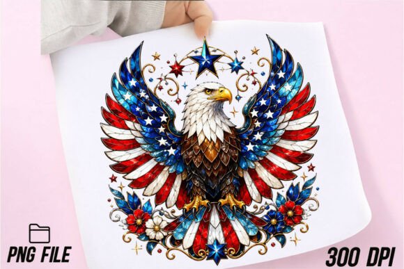 Eagle Patriotic PNG: American Flag Design for Projects
