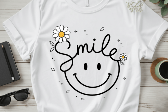 Embrace Positivity: The Smile Daisy Flower PNG T-Shirt Design