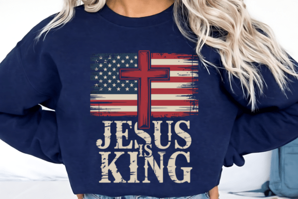 Jesus Is King Patriotic American PNG: Faith Meets Freedom