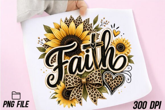 Leopard Faith Sunflower Christian PNG: A Design Asset for Bold Faith