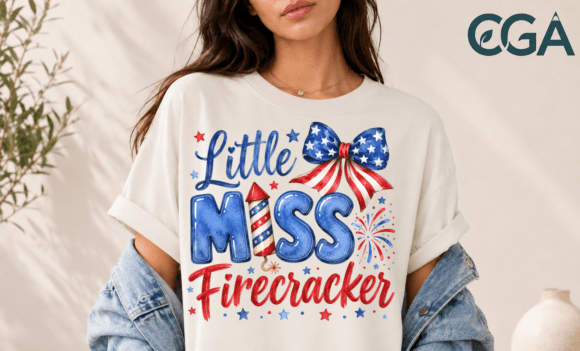 Little Miss Firecracker Bow PNG: A Festive Design Asset