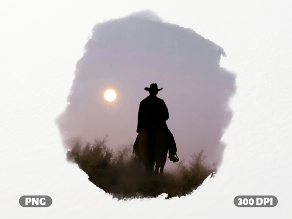 Lone Cowboy Moon Silhouette: Your Western Design Asset