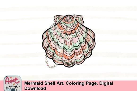 Mermaid Shell Art: A Digital Download for Whimsical Projects