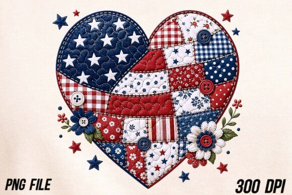 Patchwork American Flag Heart: A 4th July Design Essential